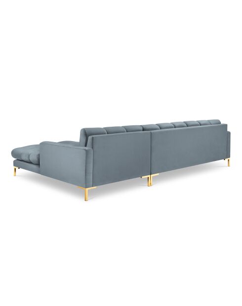 Canapé d'angle Droit Velours Bali bleu - 293x185x78cm