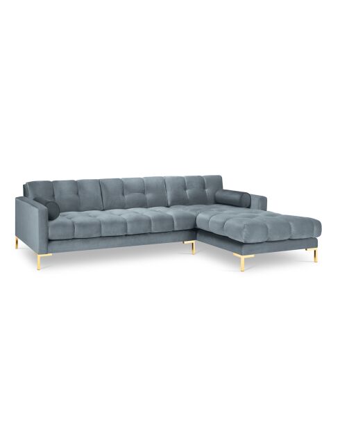 Canapé d'angle Droit Velours Bali bleu - 293x185x78cm