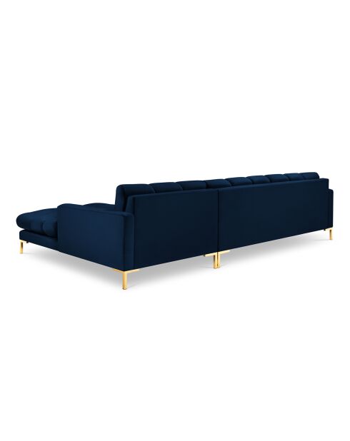 Canapé d'angle Droit Velours Bali bleu roi - 293x185x78cm