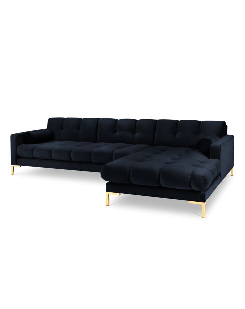Canapé d'angle Droit Velours Bali bleu foncé - 293x185x78cm