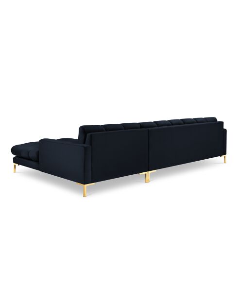 Canapé d'angle Droit Velours Bali bleu foncé - 293x185x78cm