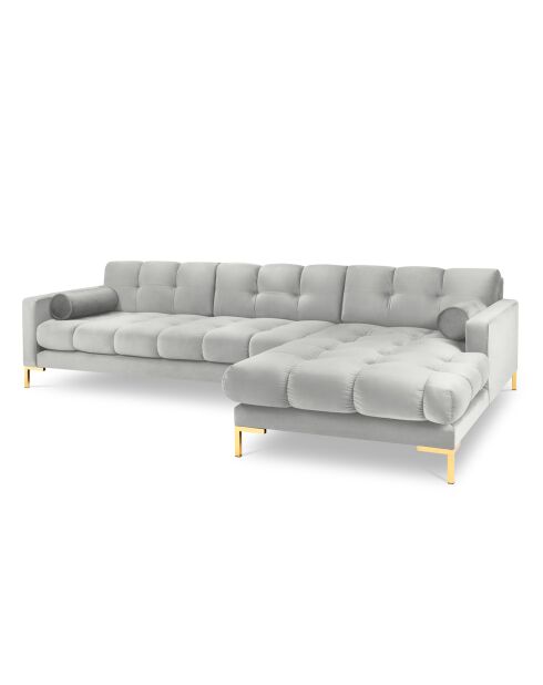 Canapé d'angle Droit Velours Bali argenté - 293x185x78cm