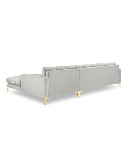 Canapé d'angle Droit Velours Bali argenté - 293x185x78cm