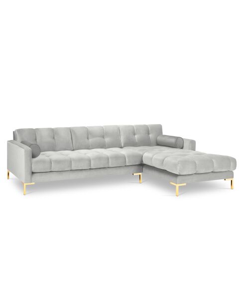 Canapé d'angle Droit Velours Bali argenté - 293x185x78cm
