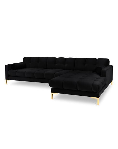 Canapé d'angle Droit Velours Bali noir - 293x185x78cm