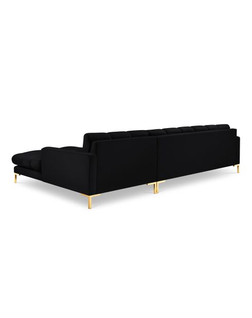 Canapé d'angle Droit Velours Bali noir - 293x185x78cm
