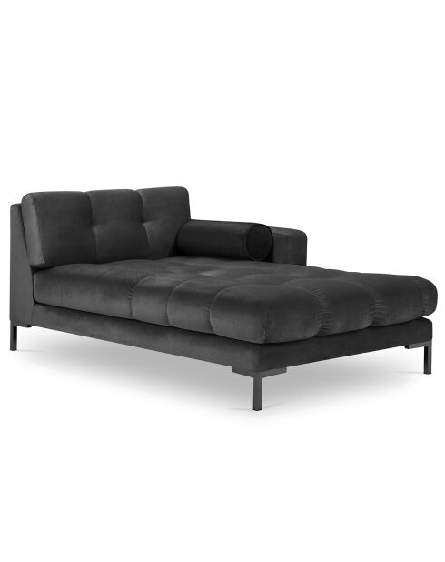 Méridienne Droite Velours Bali gris foncé - 185x102x78cm