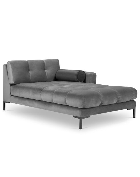 Méridienne Droite Velours Bali grise - 185x102x78cm