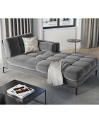 Méridienne Droite Velours Bali grise - 185x102x78cm