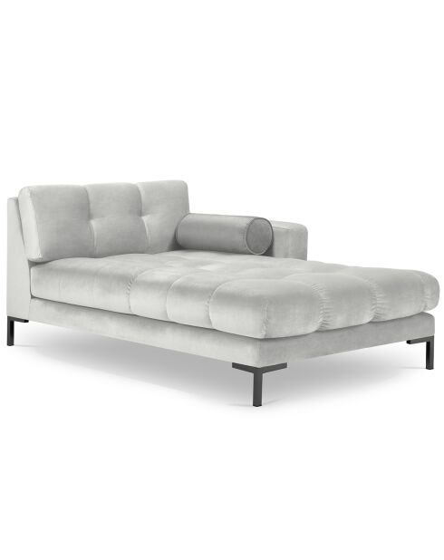 Méridienne Droite Velours Bali argentée - 185x102x78cm