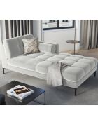 Méridienne Droite Velours Bali argentée - 185x102x78cm
