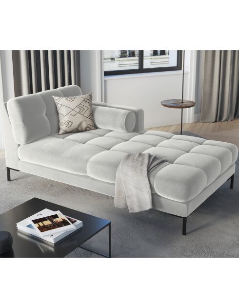 Méridienne Droite Velours Bali argentée - 185x102x78cm
