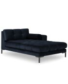 Méridienne Droite Velours Bali bleu foncé - 185x102x78cm