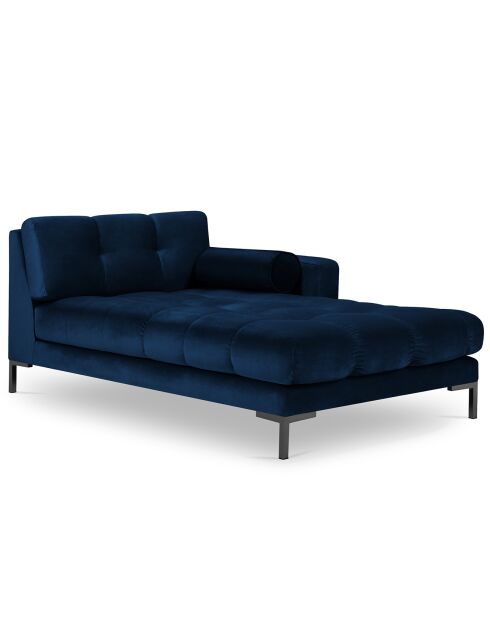 Méridienne Droite Velours Bali bleu roi - 185x102x78cm