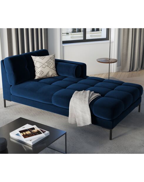 Méridienne Droite Velours Bali bleu roi - 185x102x78cm