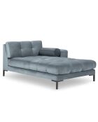 Méridienne Droite Velours Bali bleue - 185x102x78cm