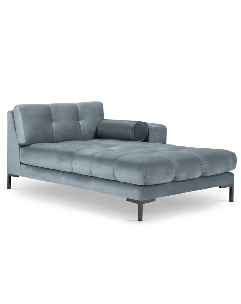 Méridienne Droite Velours Bali bleue - 185x102x78cm