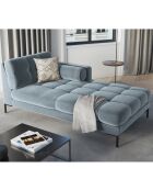 Méridienne Droite Velours Bali bleue - 185x102x78cm