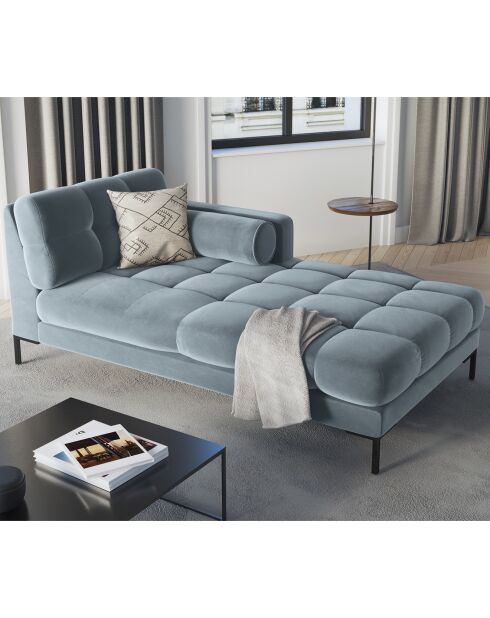 Méridienne Droite Velours Bali bleue - 185x102x78cm