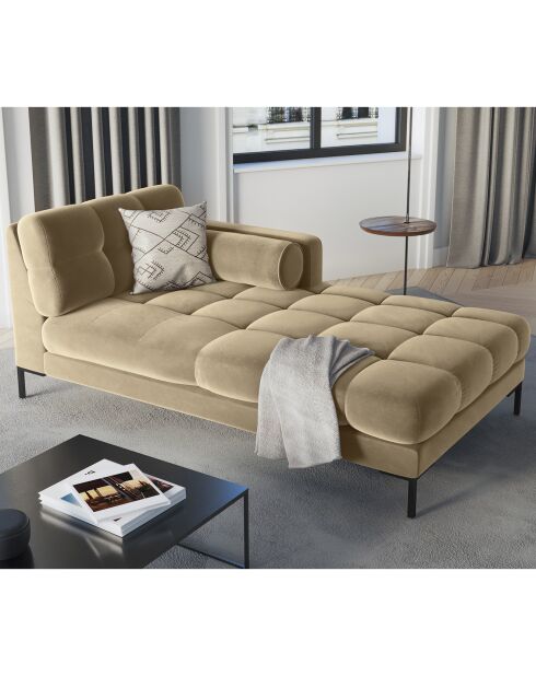 Méridienne Droite Velours Bali beige - 185x102x78cm