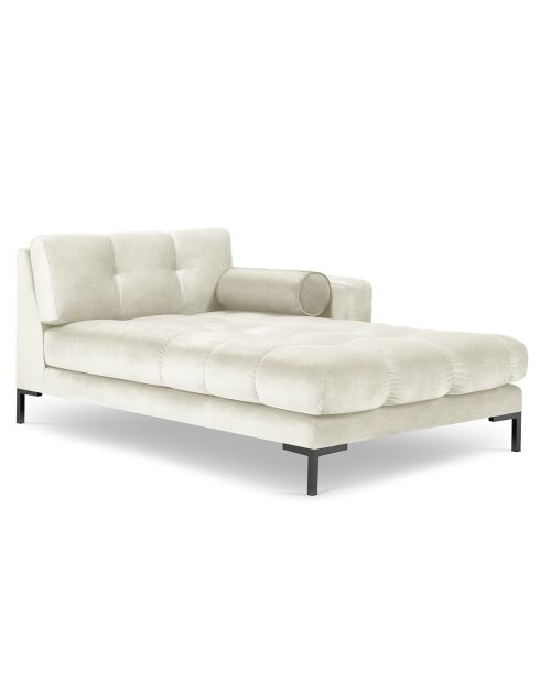 Méridienne Droite Velours Bali beige clair - 185x102x78cm