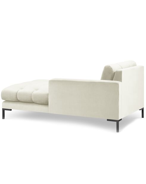 Méridienne Droite Velours Bali beige clair - 185x102x78cm