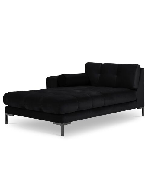 Méridienne Gauche Velours Bali noire - 185x102x78cm