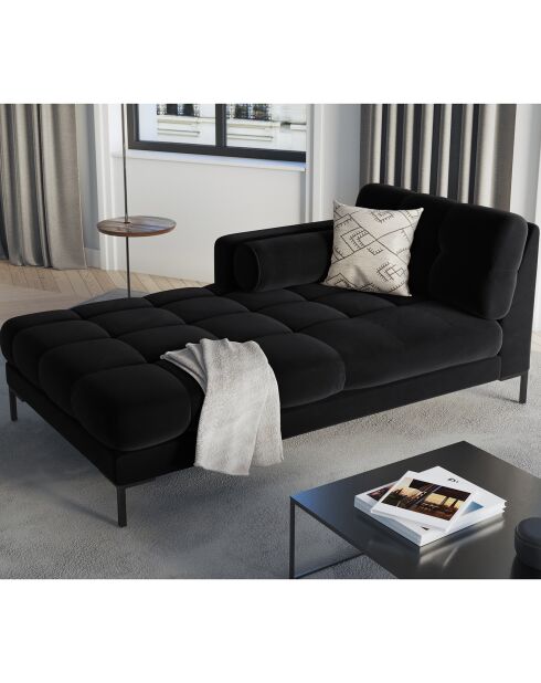 Méridienne Gauche Velours Bali noire - 185x102x78cm