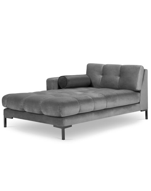 Méridienne Gauche Velours Bali grise - 185x102x78cm