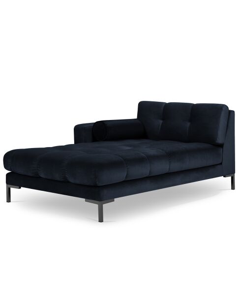 Méridienne Gauche Velours Bali bleu foncé - 185x102x78cm