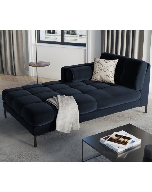 Méridienne Gauche Velours Bali bleu foncé - 185x102x78cm