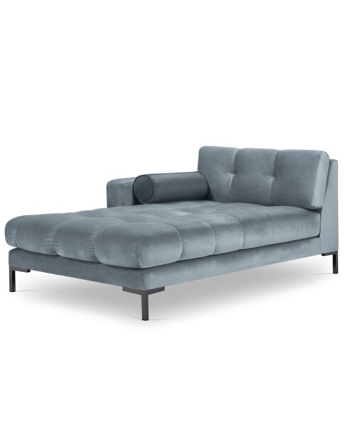 Méridienne Gauche Velours Bali bleue - 185x102x78cm