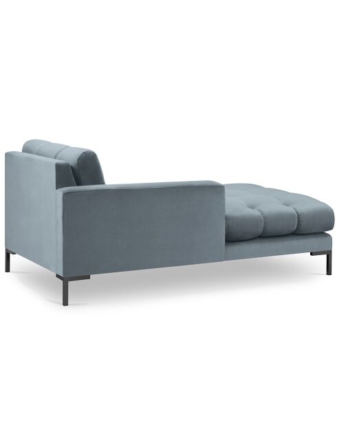Méridienne Gauche Velours Bali bleue - 185x102x78cm