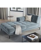 Méridienne Gauche Velours Bali bleue - 185x102x78cm
