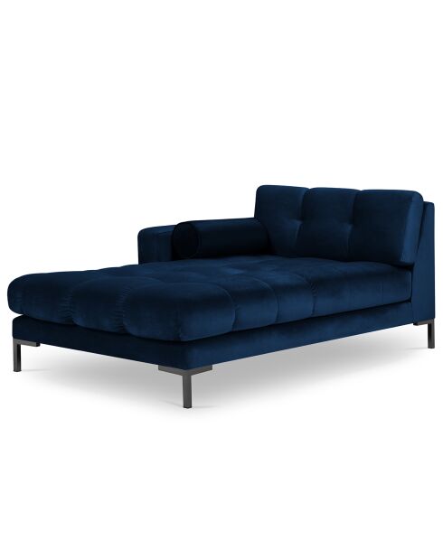 Méridienne Gauche Velours Bali bleu roi - 185x102x78cm
