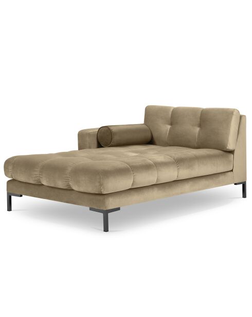 Méridienne Gauche Velours Bali beige - 185x102x78cm
