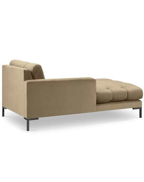 Méridienne Gauche Velours Bali beige - 185x102x78cm