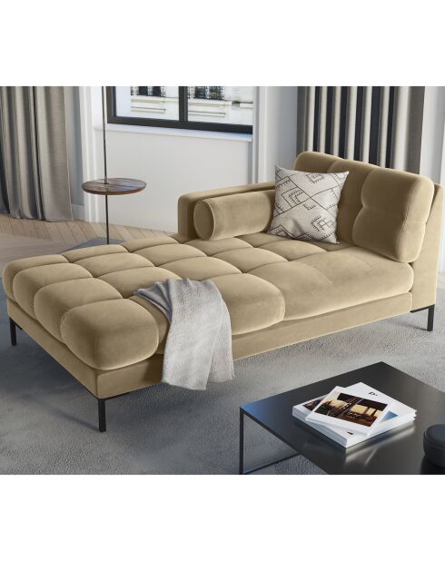 Méridienne Gauche Velours Bali beige - 185x102x78cm