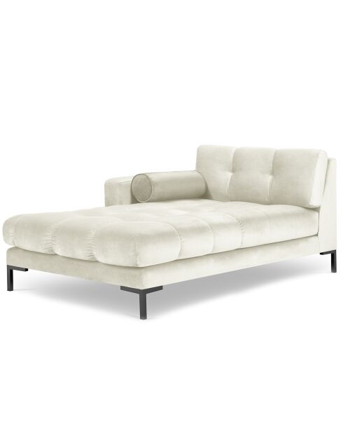 Méridienne Gauche Velours Bali beige clair - 185x102x78cm