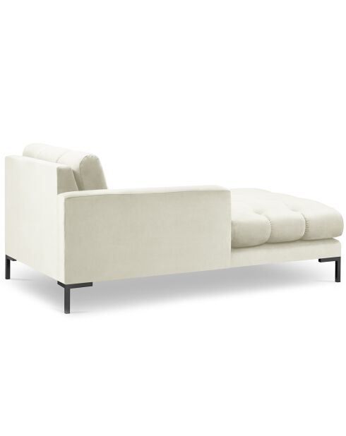 Méridienne Gauche Velours Bali beige clair - 185x102x78cm