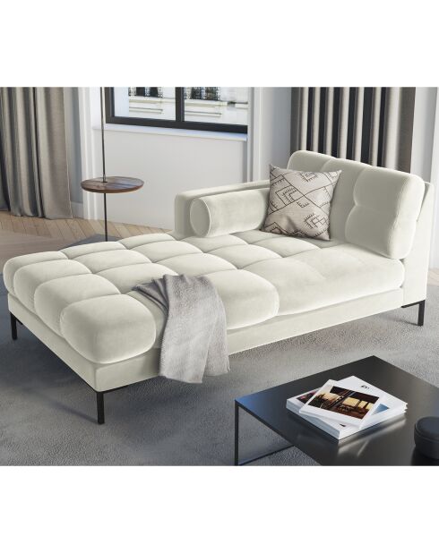 Méridienne Gauche Velours Bali beige clair - 185x102x78cm
