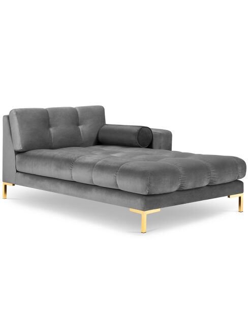 Méridienne Droite Velours Bali grise - 185x102x78cm
