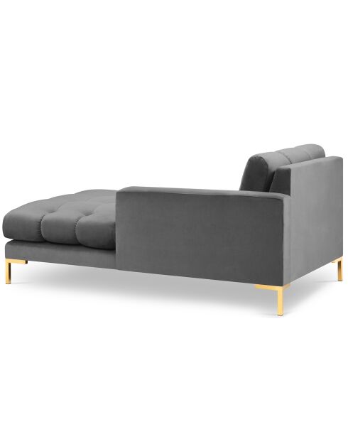 Méridienne Droite Velours Bali grise - 185x102x78cm
