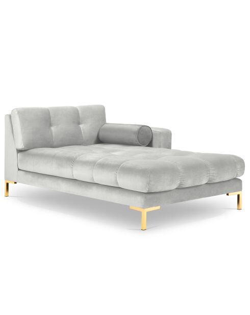 Méridienne Droite Velours Bali argentée - 185x102x78cm