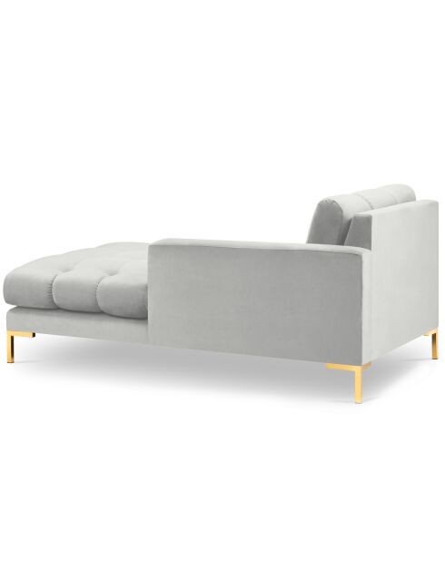Méridienne Droite Velours Bali argentée - 185x102x78cm