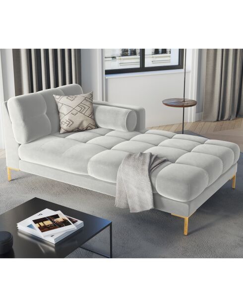 Méridienne Droite Velours Bali argentée - 185x102x78cm