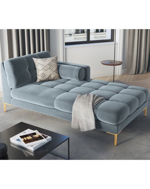Divano letto dritto in velluto blu Bali - 185x102x78 cm