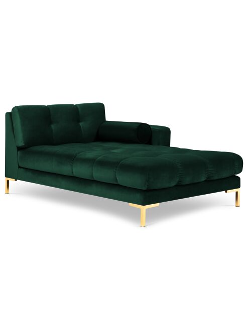 Méridienne Droite Velours Bali vert bouteille - 185x102x78cm