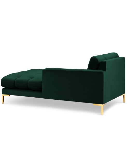 Méridienne Droite Velours Bali vert bouteille - 185x102x78cm
