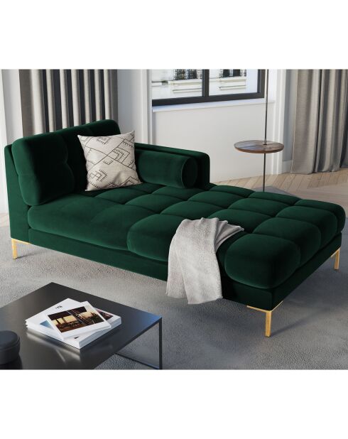 Méridienne Droite Velours Bali vert bouteille - 185x102x78cm
